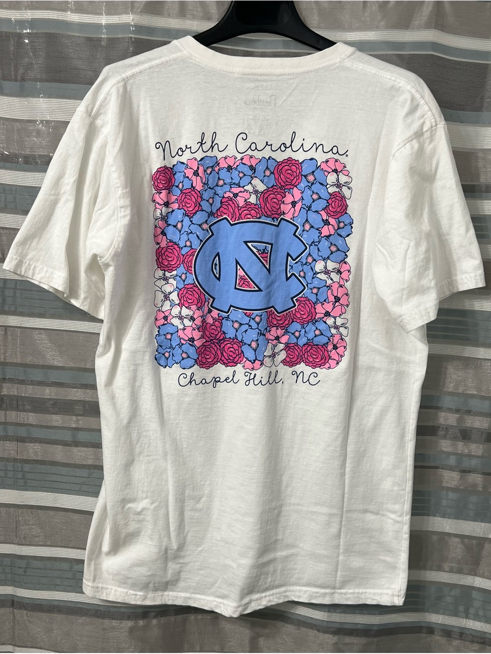 Pressbox North Carolina Chapel Hill Floral Logo Tee White ,Carolina Blue & Pink